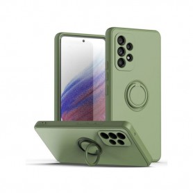 Husa Samsung Galaxy A03 Roar Silicone Cu Inel Suport Stand Magnetic - Verde