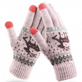Manusi touchscreen dama Raindeer khaki, Lana , Raindeer Woolen Gloves ST0002