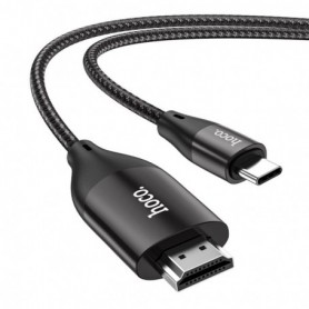 Cablu adaptor USB-C la HDMI 4K 30Hz, 2m, Hoco UA16, gri