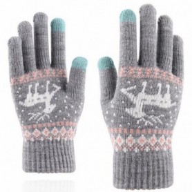 Manusi touchscreen dama Raindeer Gri, Lana , Raindeer Woolen Gloves ST0002